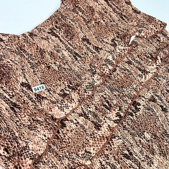 Express Mini Dress Womens Large Brown Smocked Snake Print Spaghetti Strap new - Picture 8 of 10